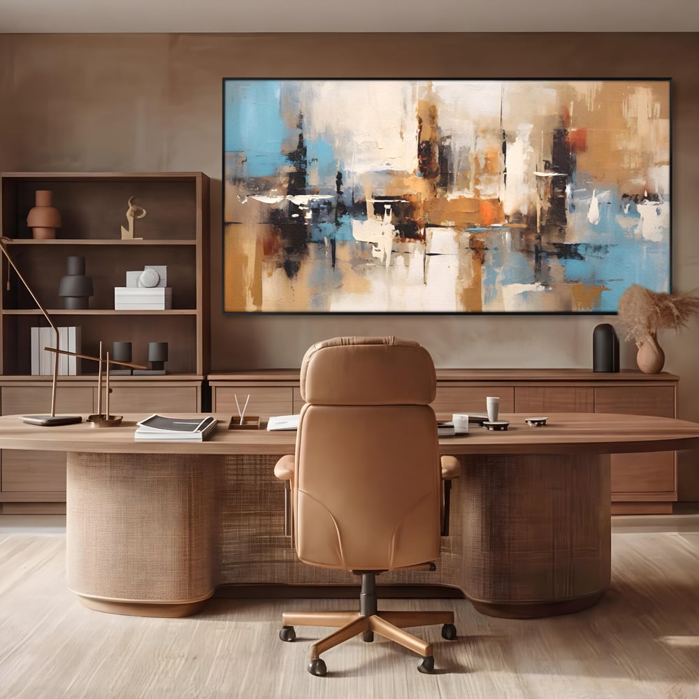 Tablou Canvas Premium LuxCanva® A1585, Splendoare Aurie ,  Room, Decorativ, Abstract, Culori, Pensulat, Living, Culori Vibrante