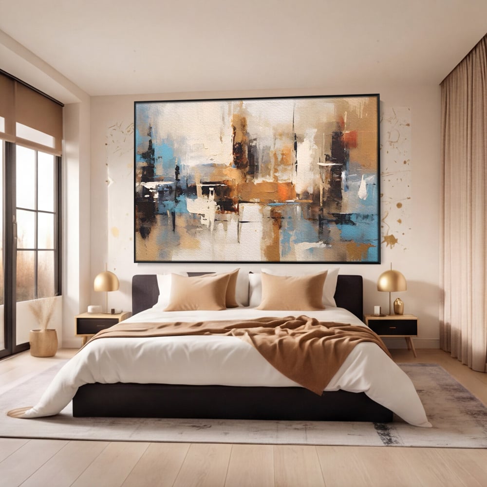Tablou Canvas Premium LuxCanva® A1585, Splendoare Aurie ,  Room, Decorativ, Abstract, Culori, Pensulat, Living, Culori Vibrante