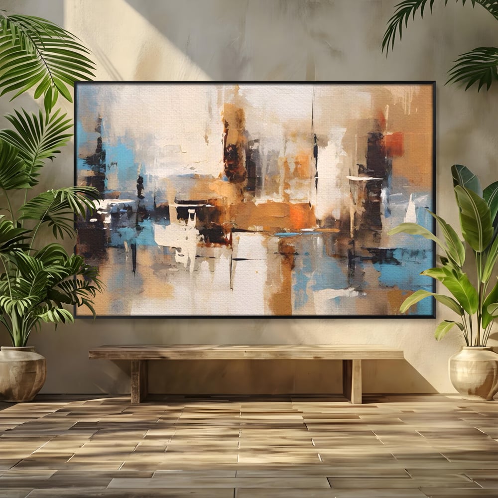 Tablou Canvas Premium LuxCanva® A1585, Splendoare Aurie ,  Room, Decorativ, Abstract, Culori, Pensulat, Living, Culori Vibrante