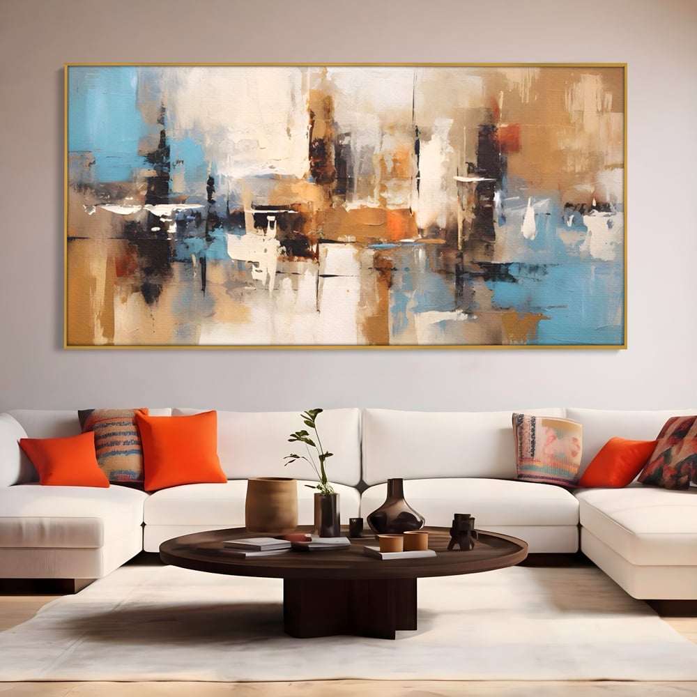 Tablou Canvas Premium LuxCanva® A1585, Splendoare Aurie ,  Room, Decorativ, Abstract, Culori, Pensulat, Living, Culori Vibrante