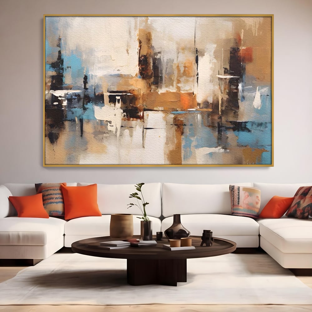 Tablou Canvas Premium LuxCanva® A1585, Splendoare Aurie ,  Room, Decorativ, Abstract, Culori, Pensulat, Living, Culori Vibrante