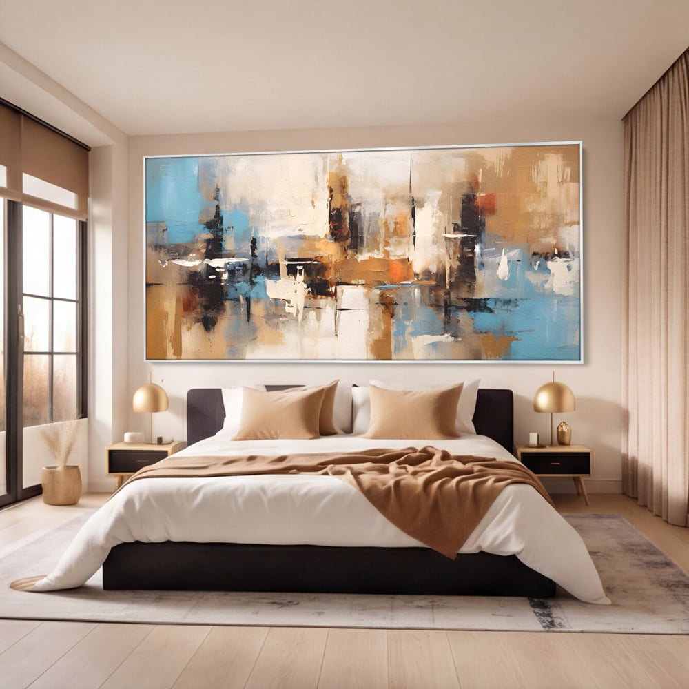 Tablou Canvas Premium LuxCanva® A1585, Splendoare Aurie ,  Room, Decorativ, Abstract, Culori, Pensulat, Living, Culori Vibrante