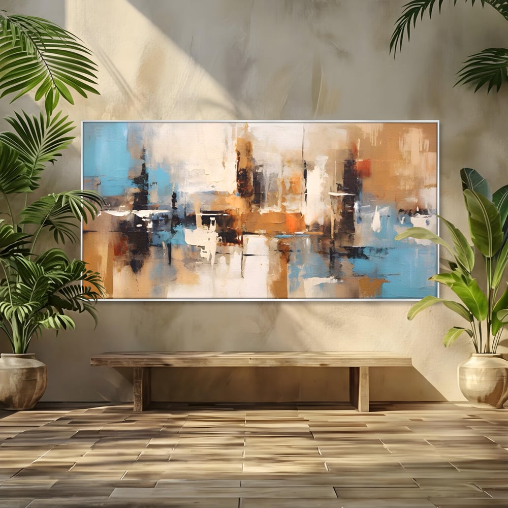 Tablou Canvas Premium LuxCanva® A1585, Splendoare Aurie ,  Room, Decorativ, Abstract, Culori, Pensulat, Living, Culori Vibrante