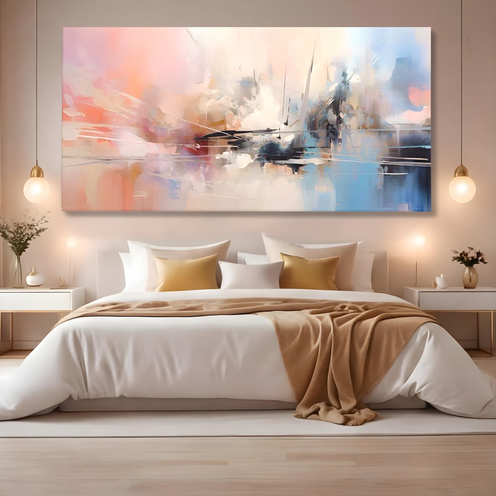 Tablou Canvas Premium LuxCanva® A1586, Linie Emotionala ,  Room, Decorativ, Abstract, Pastel, Orizontal, Living, Culori Vibrante