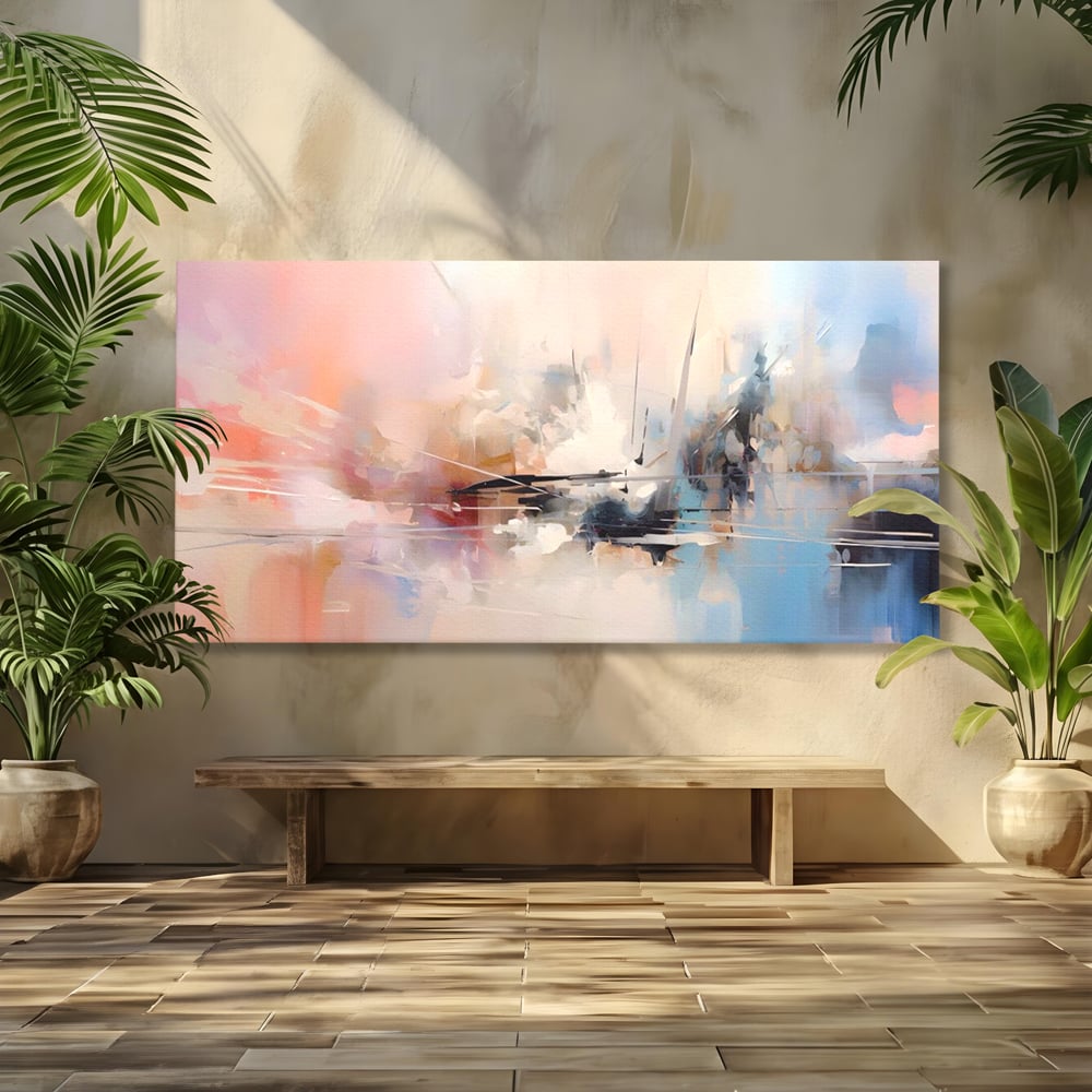 Tablou Canvas Premium LuxCanva® A1586, Linie Emotionala ,  Room, Decorativ, Abstract, Pastel, Orizontal, Living, Culori Vibrante