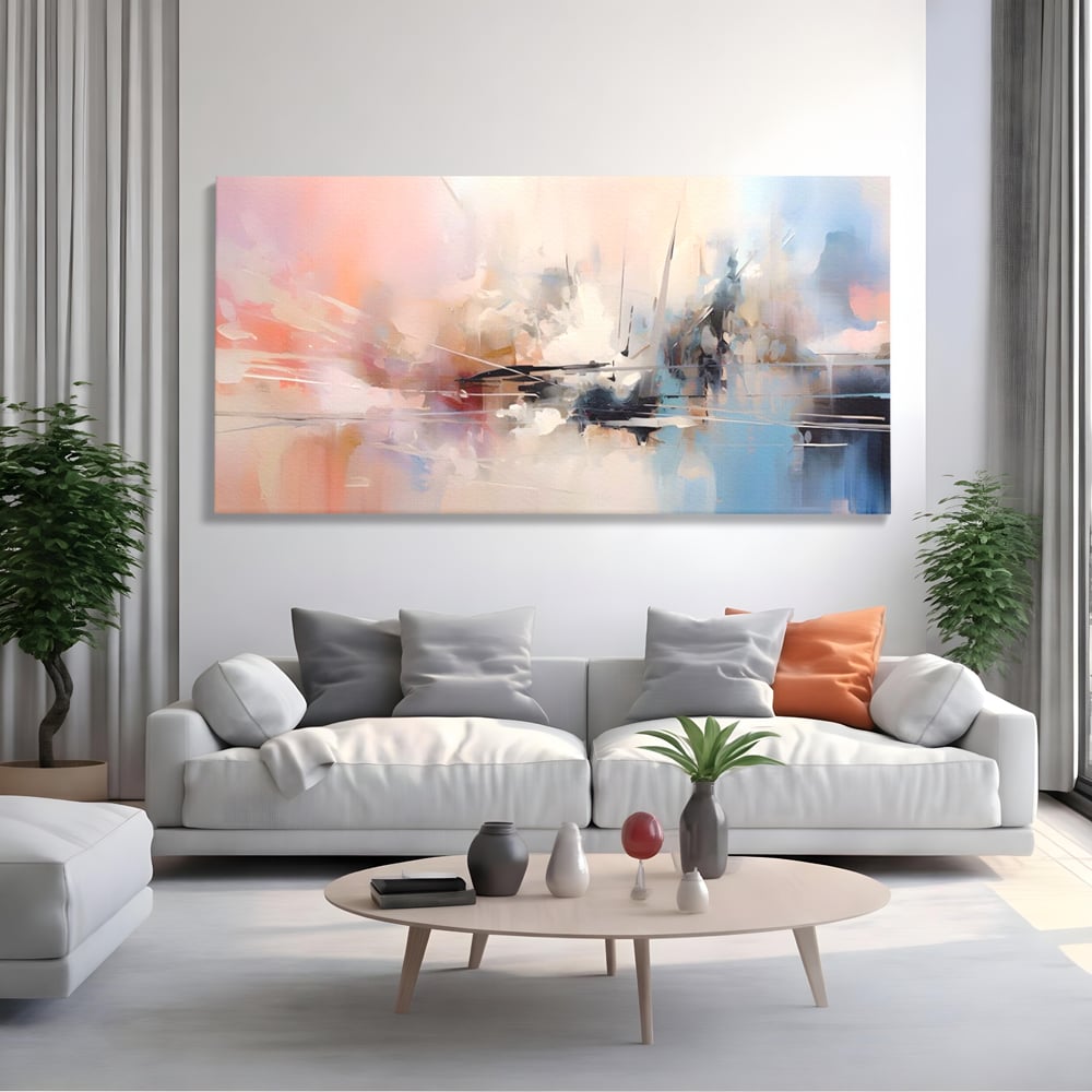 Tablou Canvas Premium LuxCanva® A1586, Linie Emotionala ,  Room, Decorativ, Abstract, Pastel, Orizontal, Living, Culori Vibrante