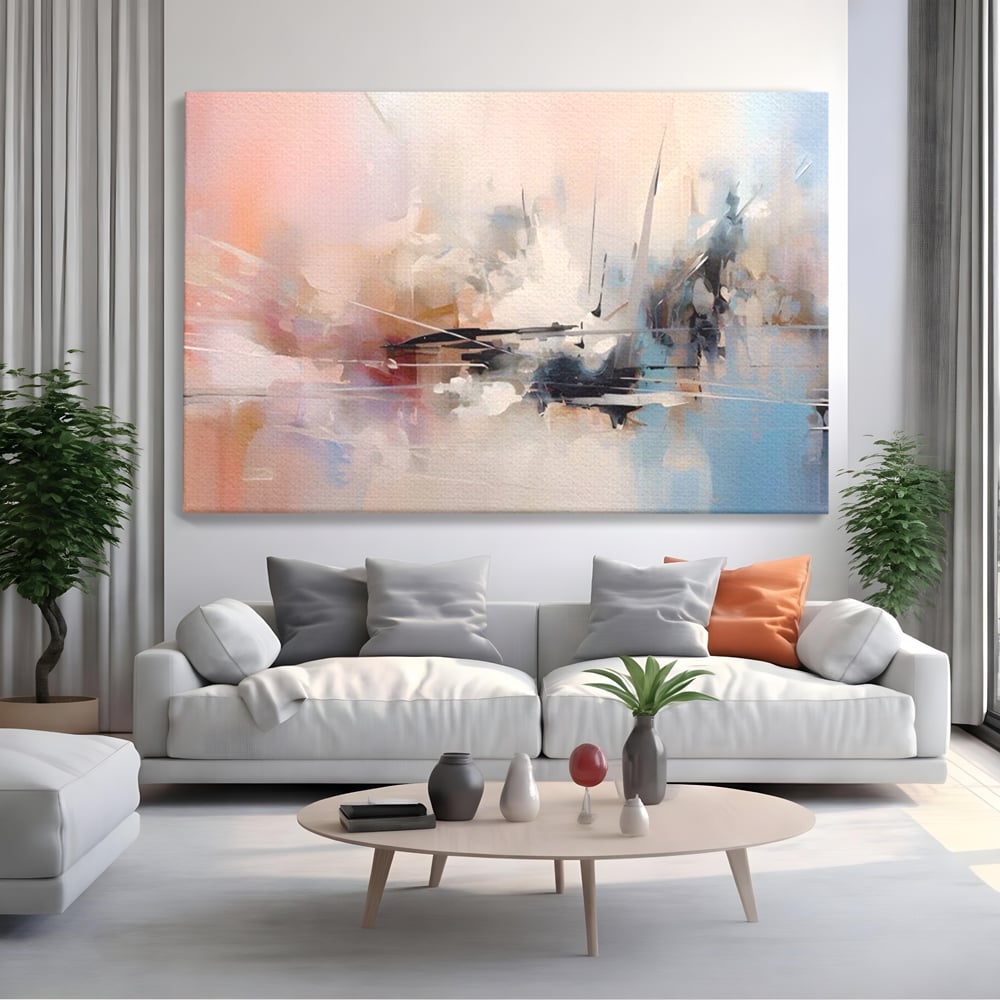 Tablou Canvas Premium LuxCanva® A1586, Linie Emotionala ,  Room, Decorativ, Abstract, Pastel, Orizontal, Living, Culori Vibrante