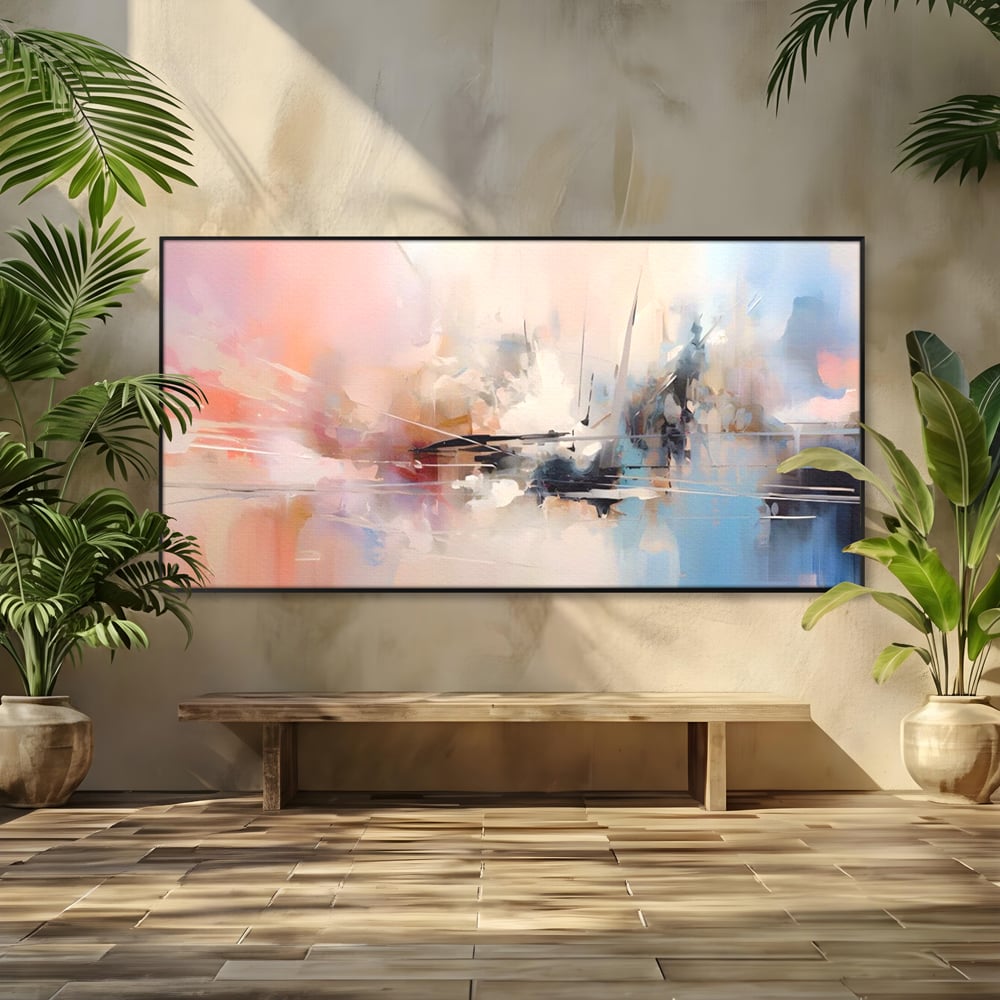 Tablou Canvas Premium LuxCanva® A1586, Linie Emotionala ,  Room, Decorativ, Abstract, Pastel, Orizontal, Living, Culori Vibrante