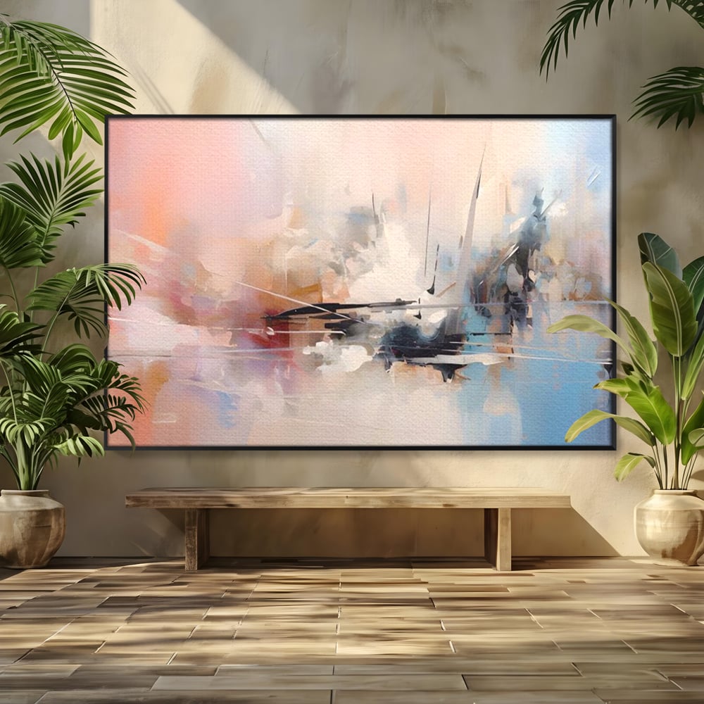 Tablou Canvas Premium LuxCanva® A1586, Linie Emotionala ,  Room, Decorativ, Abstract, Pastel, Orizontal, Living, Culori Vibrante