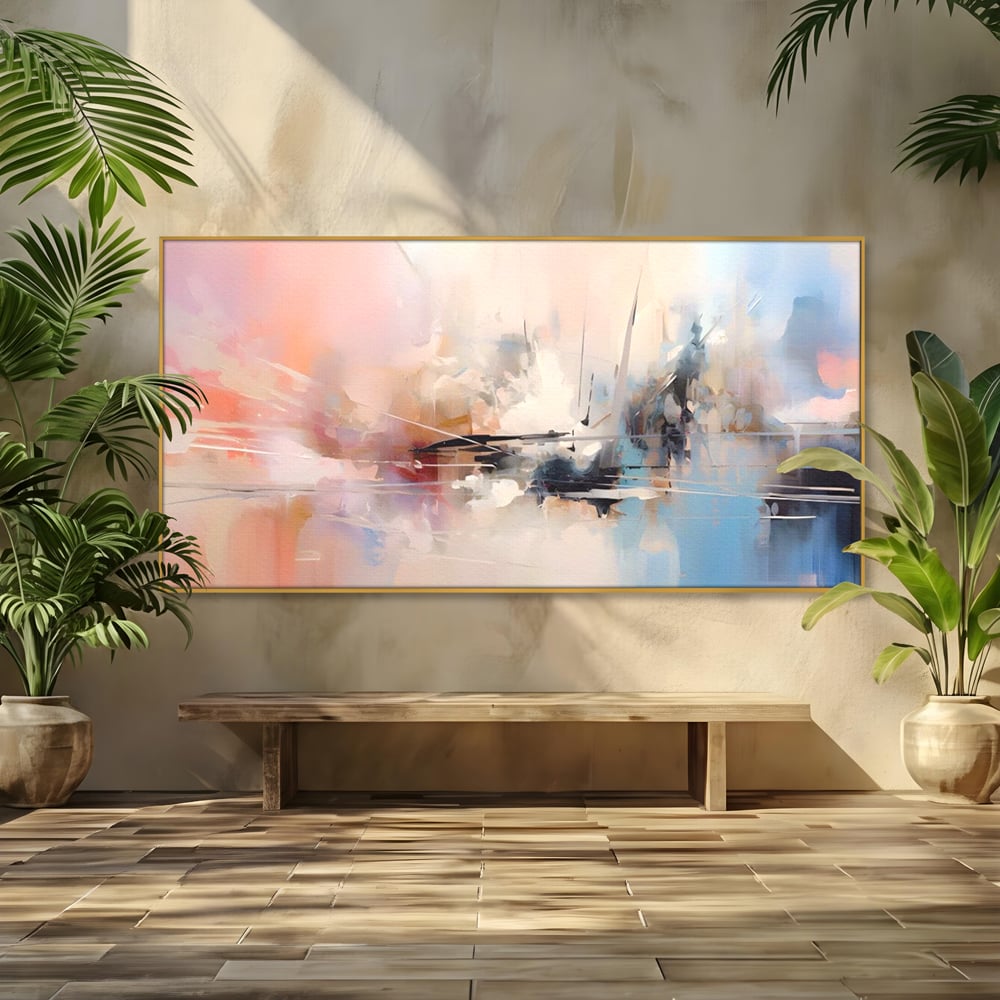 Tablou Canvas Premium LuxCanva® A1586, Linie Emotionala ,  Room, Decorativ, Abstract, Pastel, Orizontal, Living, Culori Vibrante