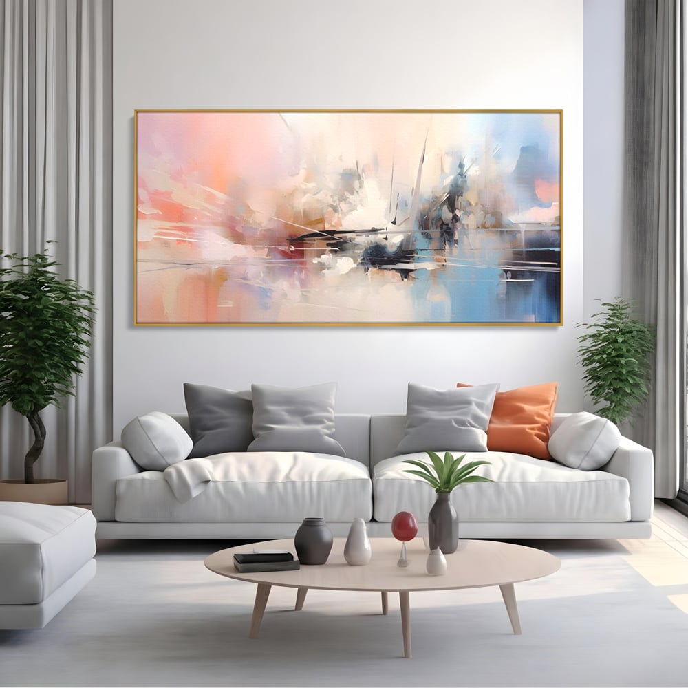 Tablou Canvas Premium LuxCanva® A1586, Linie Emotionala ,  Room, Decorativ, Abstract, Pastel, Orizontal, Living, Culori Vibrante