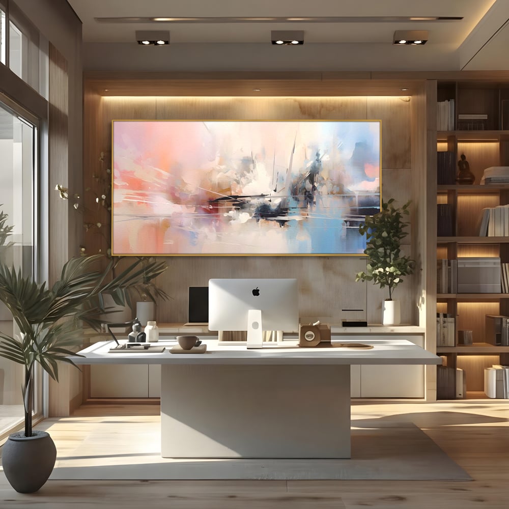 Tablou Canvas Premium LuxCanva® A1586, Linie Emotionala ,  Room, Decorativ, Abstract, Pastel, Orizontal, Living, Culori Vibrante