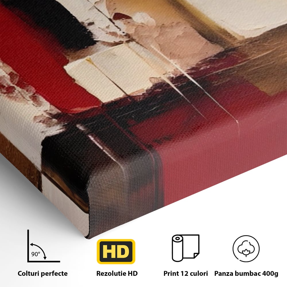 Tablou Canvas Premium LuxCanva® A1587, Red Squares , Room, Orizontal, Patrate, Decorativ, Abstract, Living, Culori Vibrante