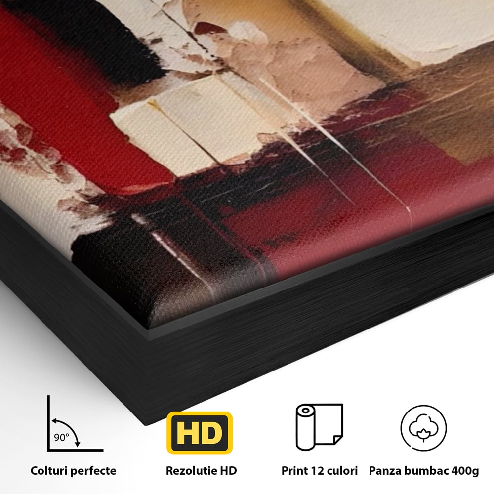 Tablou Canvas Premium LuxCanva® A1587, Red Squares , Room, Orizontal, Patrate, Decorativ, Abstract, Living, Culori Vibrante