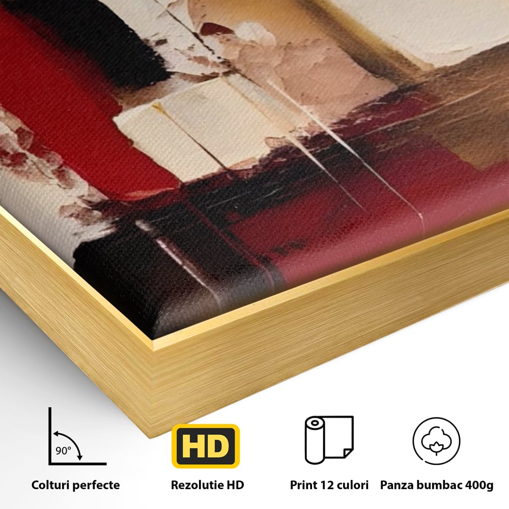 Tablou Canvas Premium LuxCanva® A1587, Red Squares , Room, Orizontal, Patrate, Decorativ, Abstract, Living, Culori Vibrante