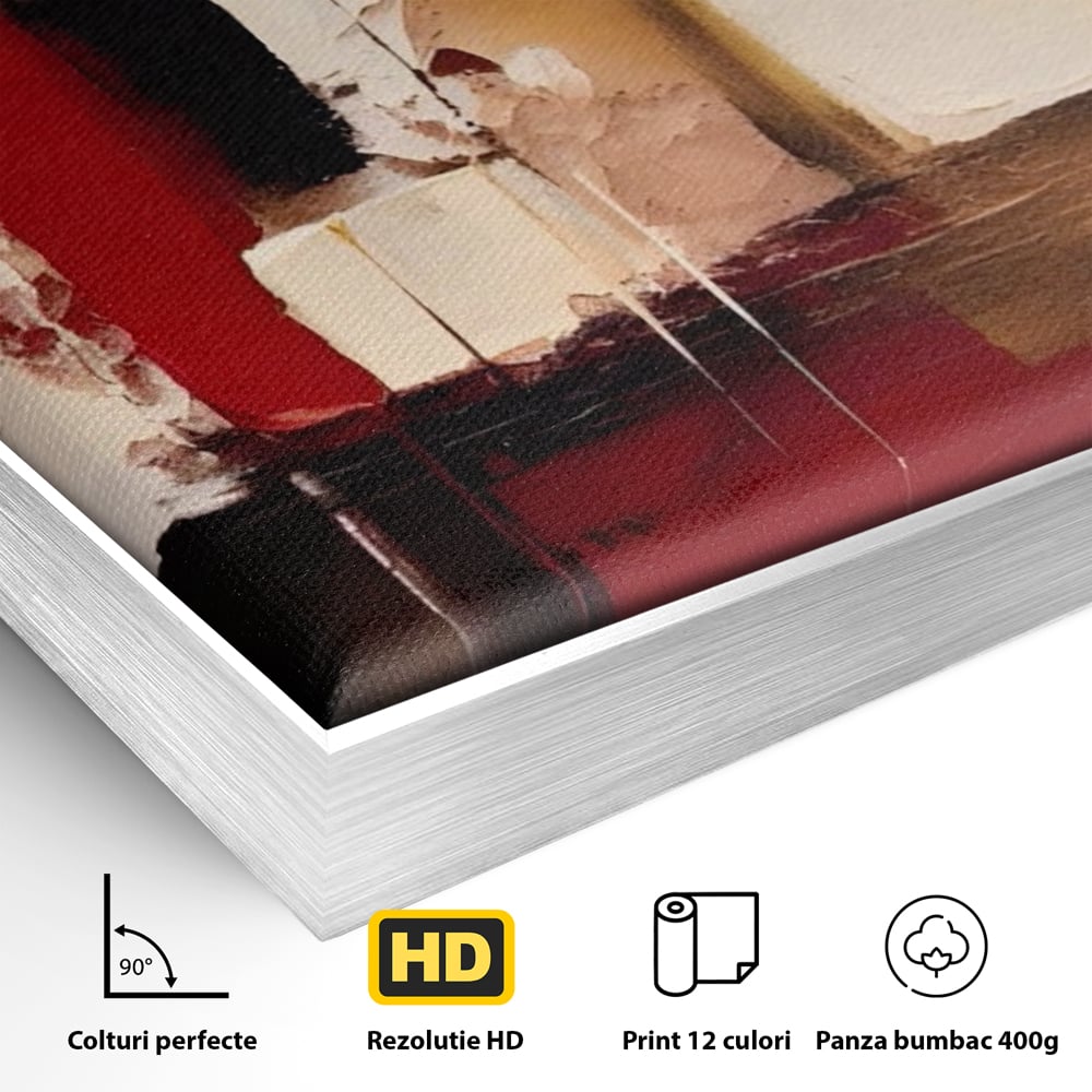 Tablou Canvas Premium LuxCanva® A1587, Red Squares , Room, Orizontal, Patrate, Decorativ, Abstract, Living, Culori Vibrante