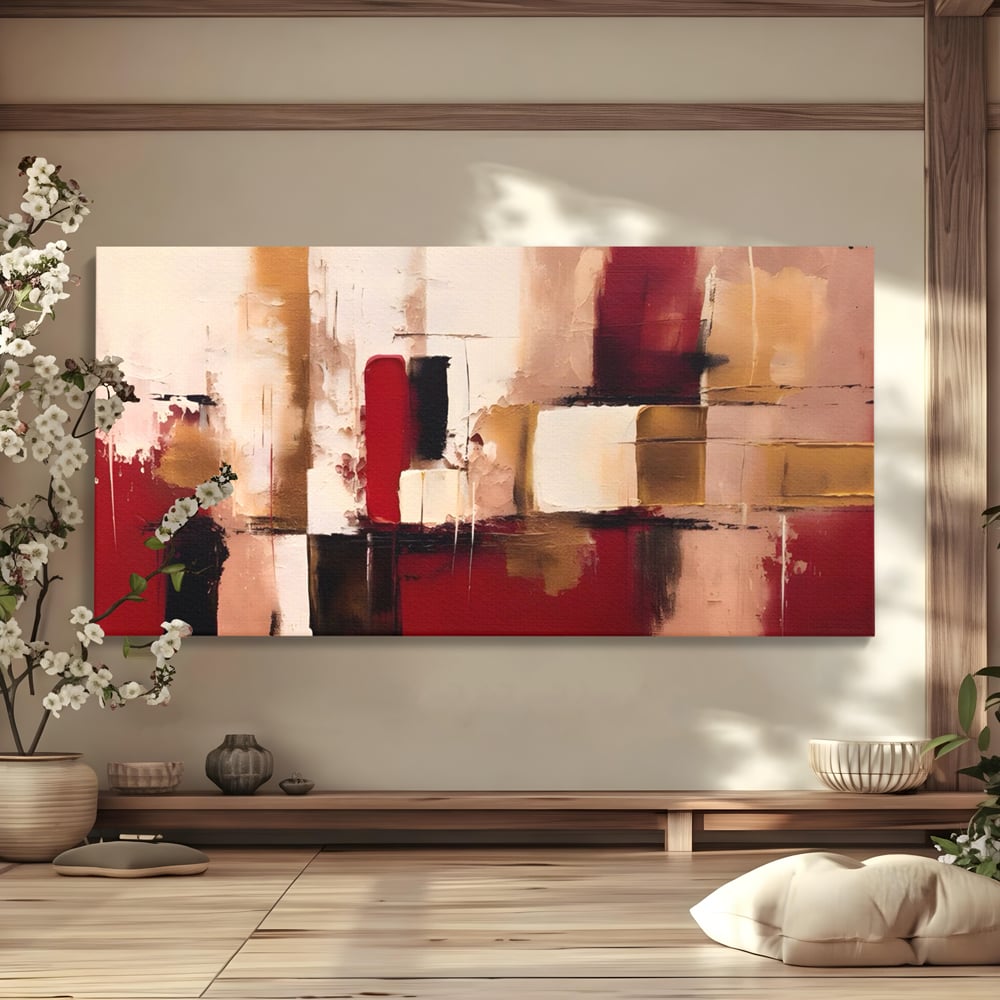 Tablou Canvas Premium LuxCanva® A1587, Red Squares , Room, Orizontal, Patrate, Decorativ, Abstract, Living, Culori Vibrante