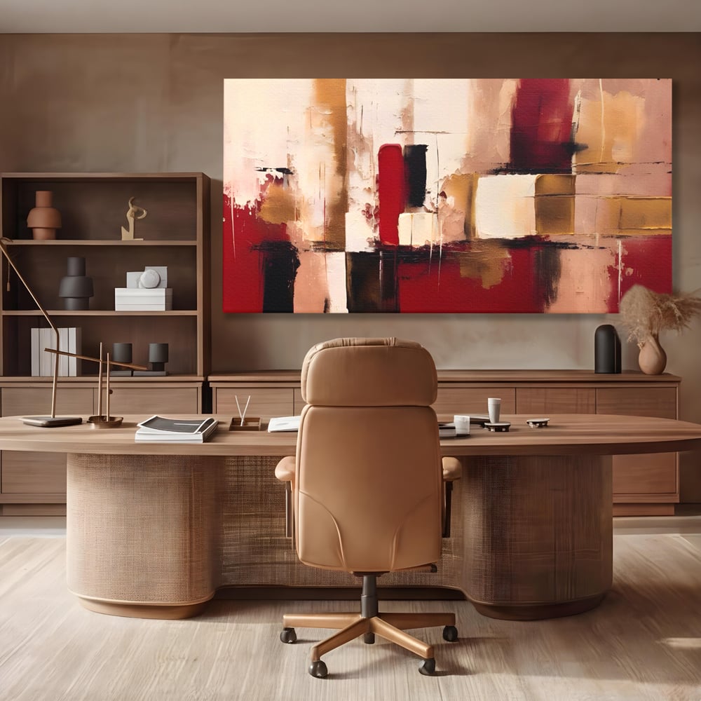 Tablou Canvas Premium LuxCanva® A1587, Red Squares , Room, Orizontal, Patrate, Decorativ, Abstract, Living, Culori Vibrante