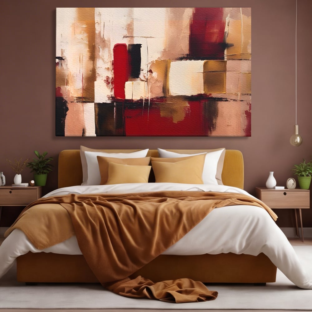 Tablou Canvas Premium LuxCanva® A1587, Red Squares , Room, Orizontal, Patrate, Decorativ, Abstract, Living, Culori Vibrante