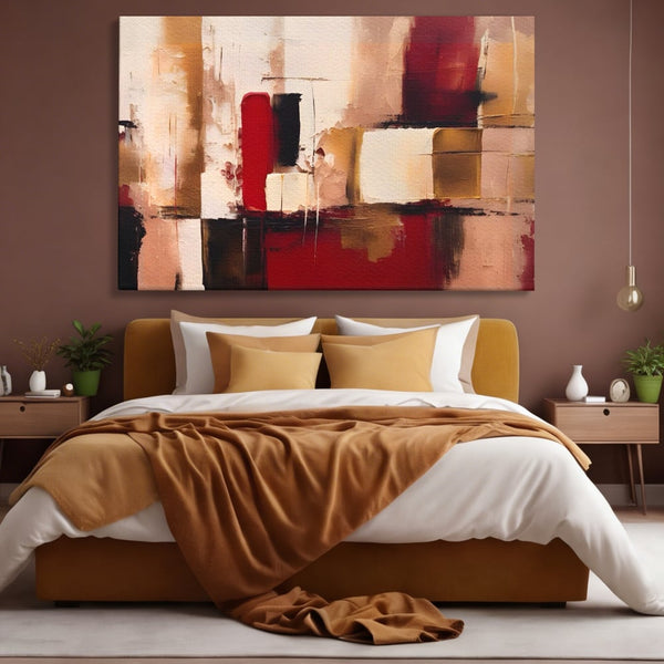 Tablou Canvas Premium LuxCanva® A1587, Red Squares , Room, Orizontal, Patrate, Decorativ, Abstract, Living, Culori Vibrante