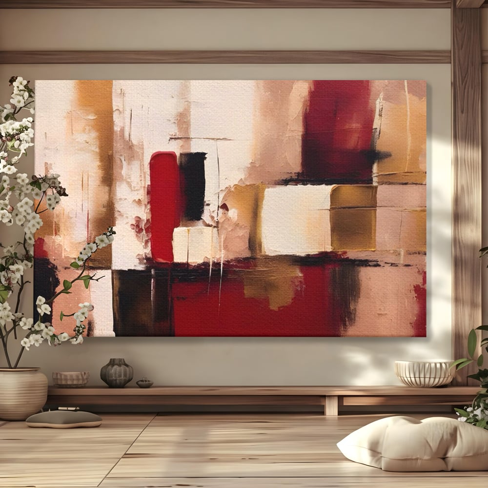 Tablou Canvas Premium LuxCanva® A1587, Red Squares , Room, Orizontal, Patrate, Decorativ, Abstract, Living, Culori Vibrante