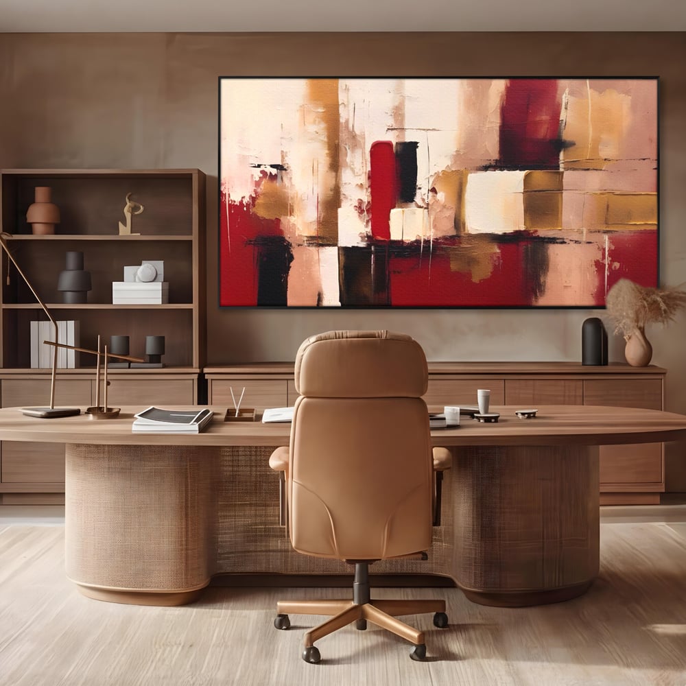 Tablou Canvas Premium LuxCanva® A1587, Red Squares , Room, Orizontal, Patrate, Decorativ, Abstract, Living, Culori Vibrante