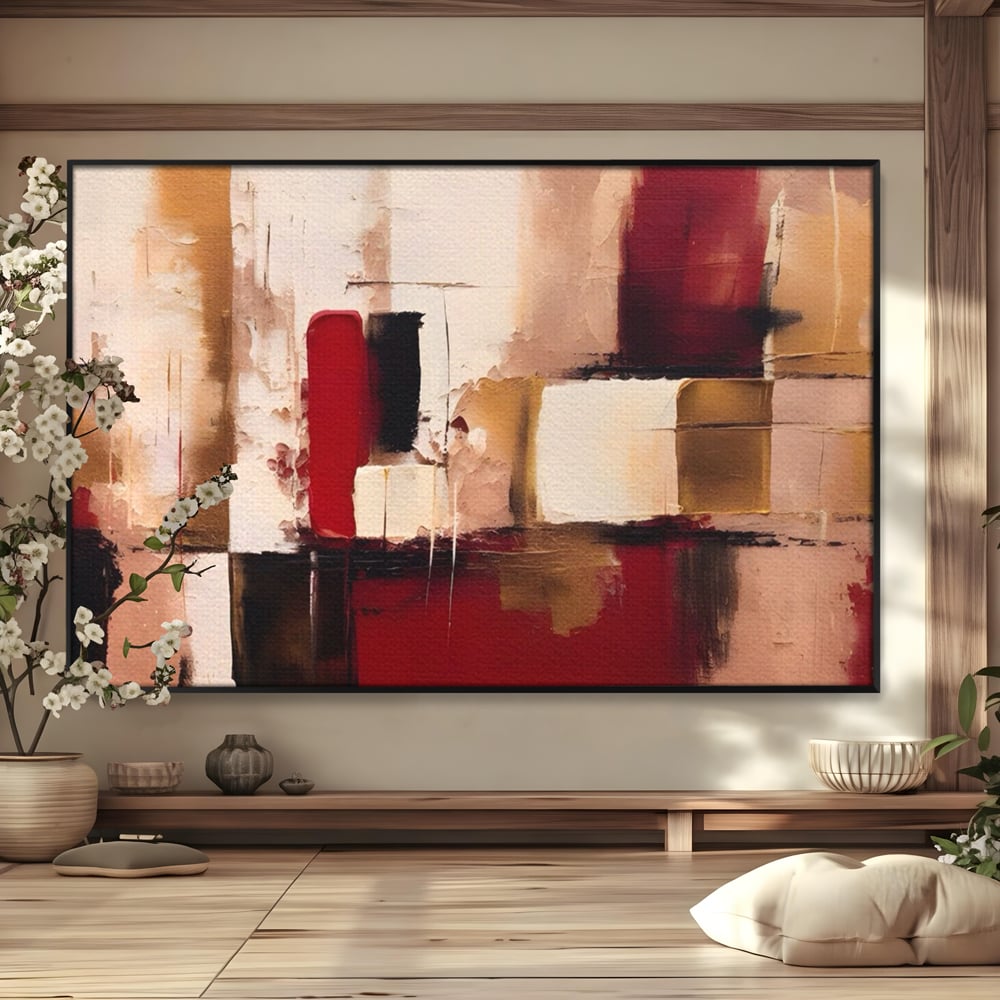 Tablou Canvas Premium LuxCanva® A1587, Red Squares , Room, Orizontal, Patrate, Decorativ, Abstract, Living, Culori Vibrante