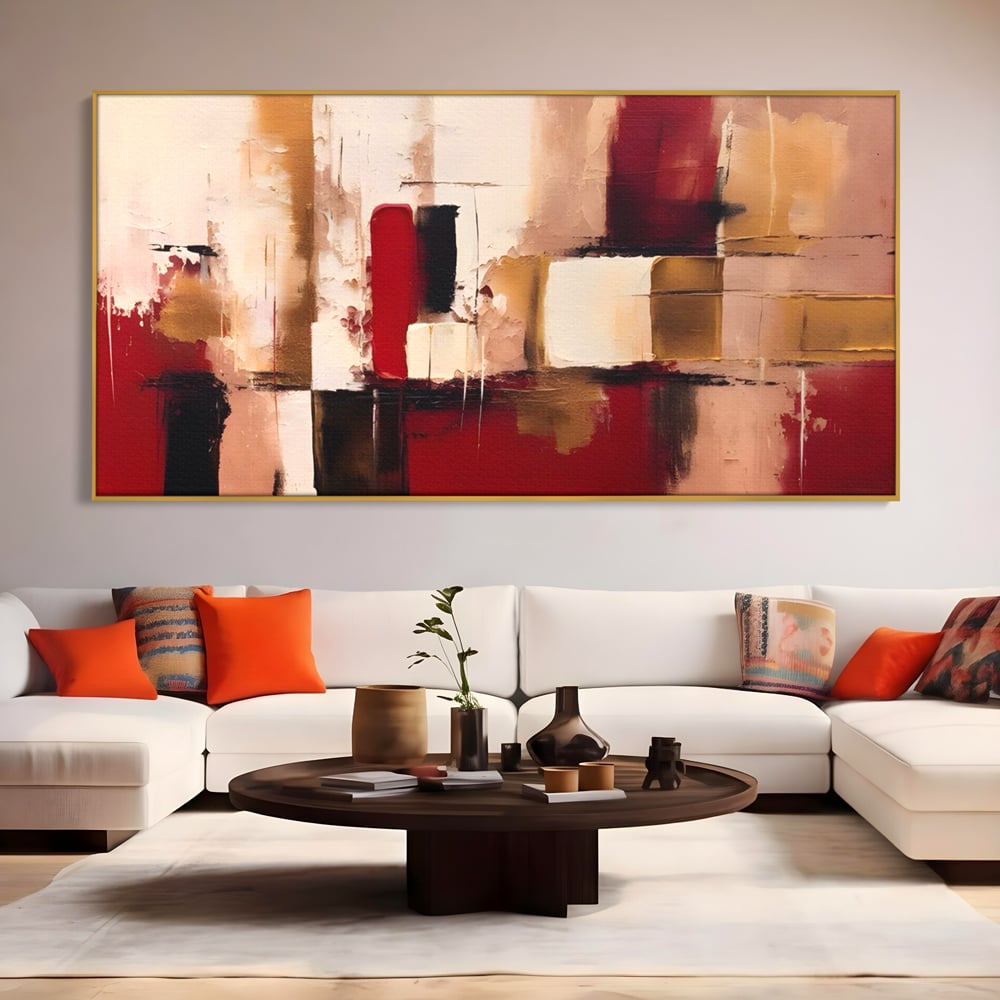 Tablou Canvas Premium LuxCanva® A1587, Red Squares , Room, Orizontal, Patrate, Decorativ, Abstract, Living, Culori Vibrante