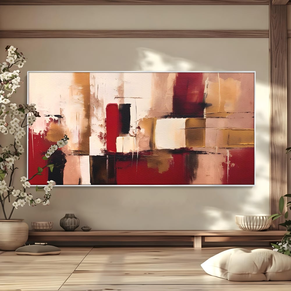 Tablou Canvas Premium LuxCanva® A1587, Red Squares , Room, Orizontal, Patrate, Decorativ, Abstract, Living, Culori Vibrante