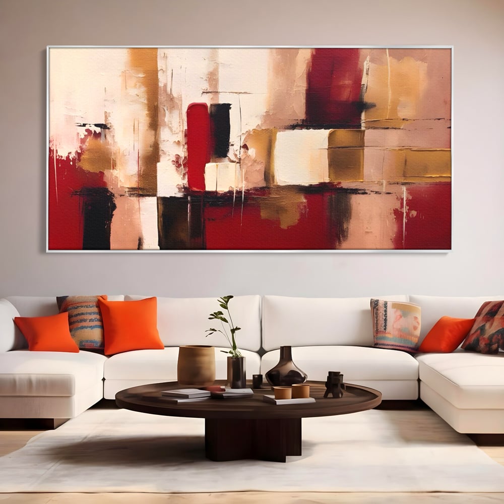 Tablou Canvas Premium LuxCanva® A1587, Red Squares , Room, Orizontal, Patrate, Decorativ, Abstract, Living, Culori Vibrante