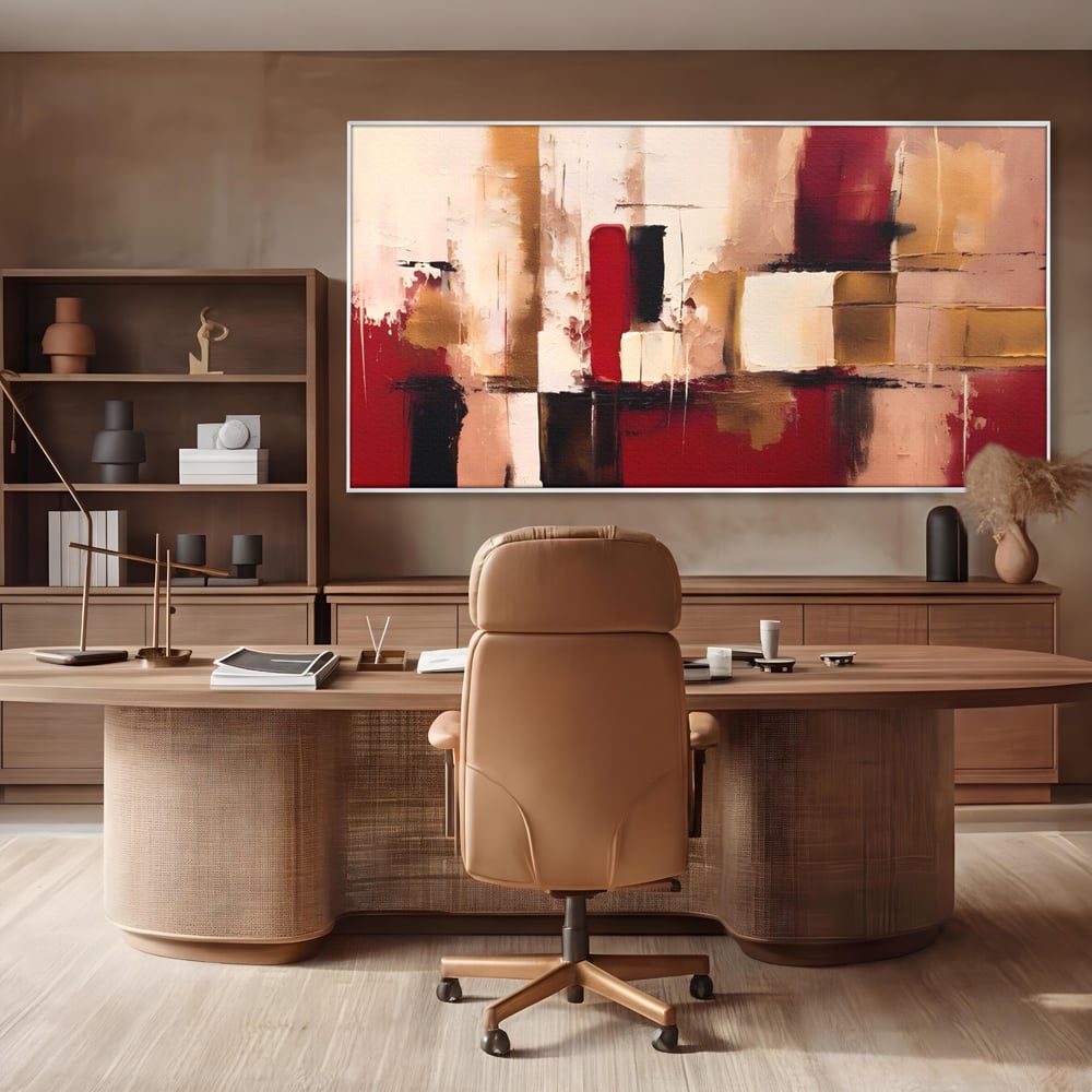 Tablou Canvas Premium LuxCanva® A1587, Red Squares , Room, Orizontal, Patrate, Decorativ, Abstract, Living, Culori Vibrante