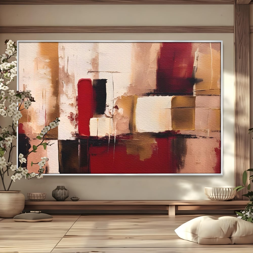 Tablou Canvas Premium LuxCanva® A1587, Red Squares , Room, Orizontal, Patrate, Decorativ, Abstract, Living, Culori Vibrante