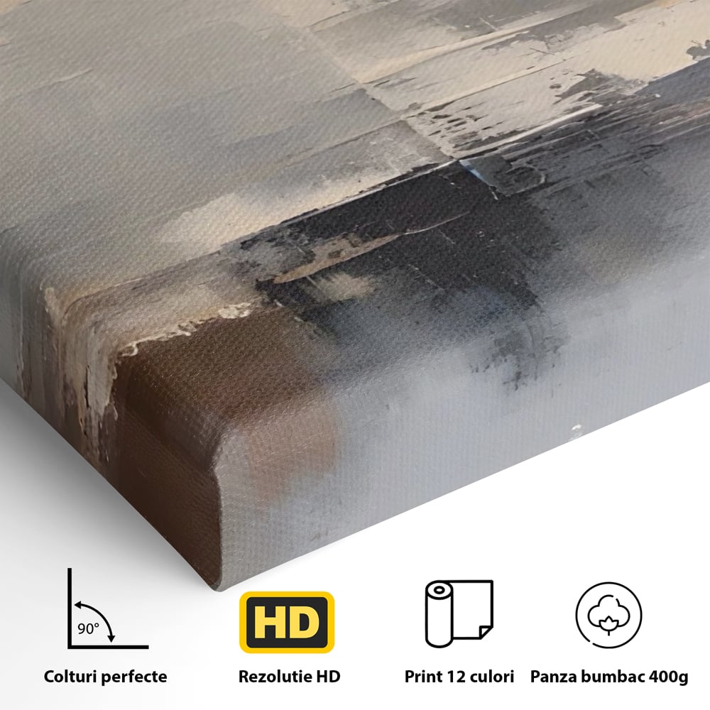 Tablou Canvas Premium LuxCanva® A1592, Gri Gradual , Living, Abstract, Decorativ, Neutru, Dormtior, Culori Vibrante