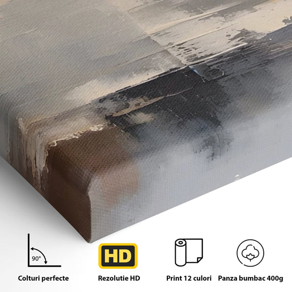Tablou Canvas Premium LuxCanva® A1592, Gri Gradual , Living, Abstract, Decorativ, Neutru, Dormtior, Culori Vibrante