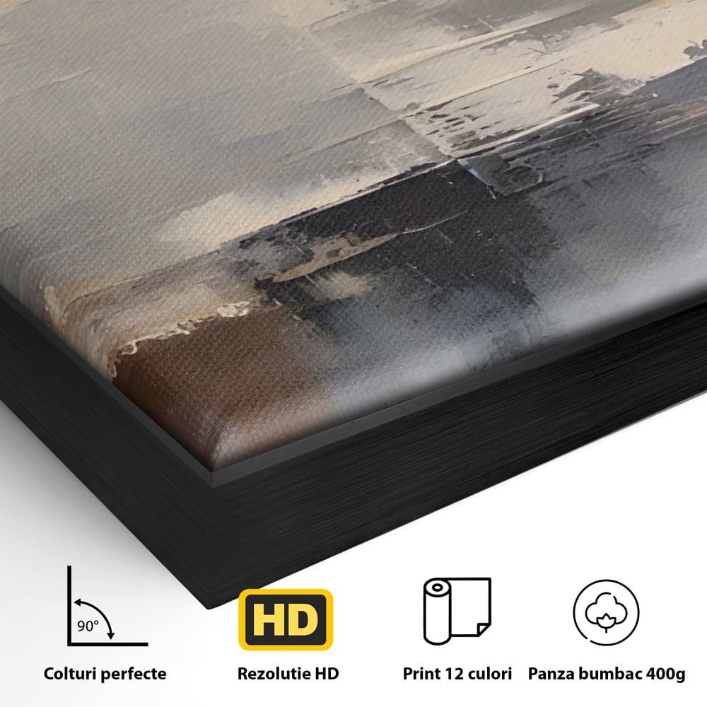 Tablou Canvas Premium LuxCanva® A1592, Gri Gradual , Living, Abstract, Decorativ, Neutru, Dormtior, Culori Vibrante