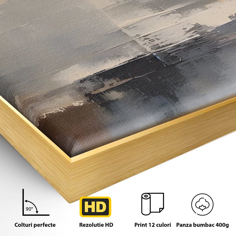 Tablou Canvas Premium LuxCanva® A1592, Gri Gradual , Living, Abstract, Decorativ, Neutru, Dormtior, Culori Vibrante