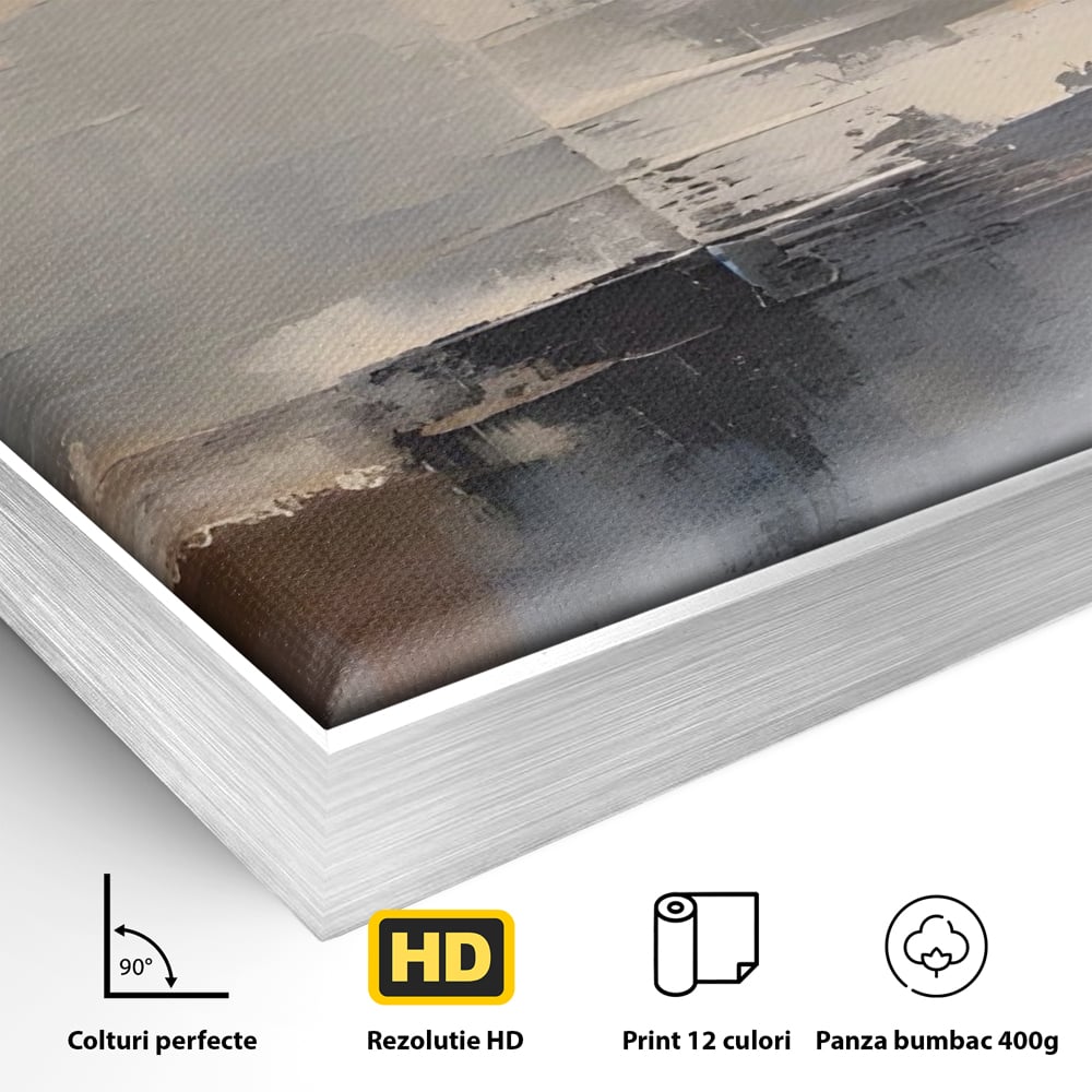 Tablou Canvas Premium LuxCanva® A1592, Gri Gradual , Living, Abstract, Decorativ, Neutru, Dormtior, Culori Vibrante