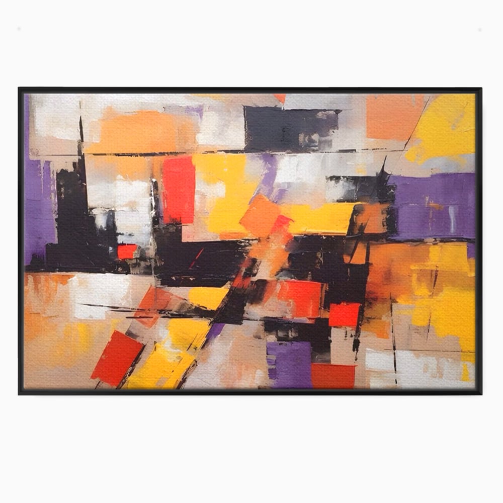 Tablou Canvas Premium LuxCanva® A1593, Contrast Violet , Living, Mov, Galben, Abstract, Decorativ, Dormtior, Culori Vibrante