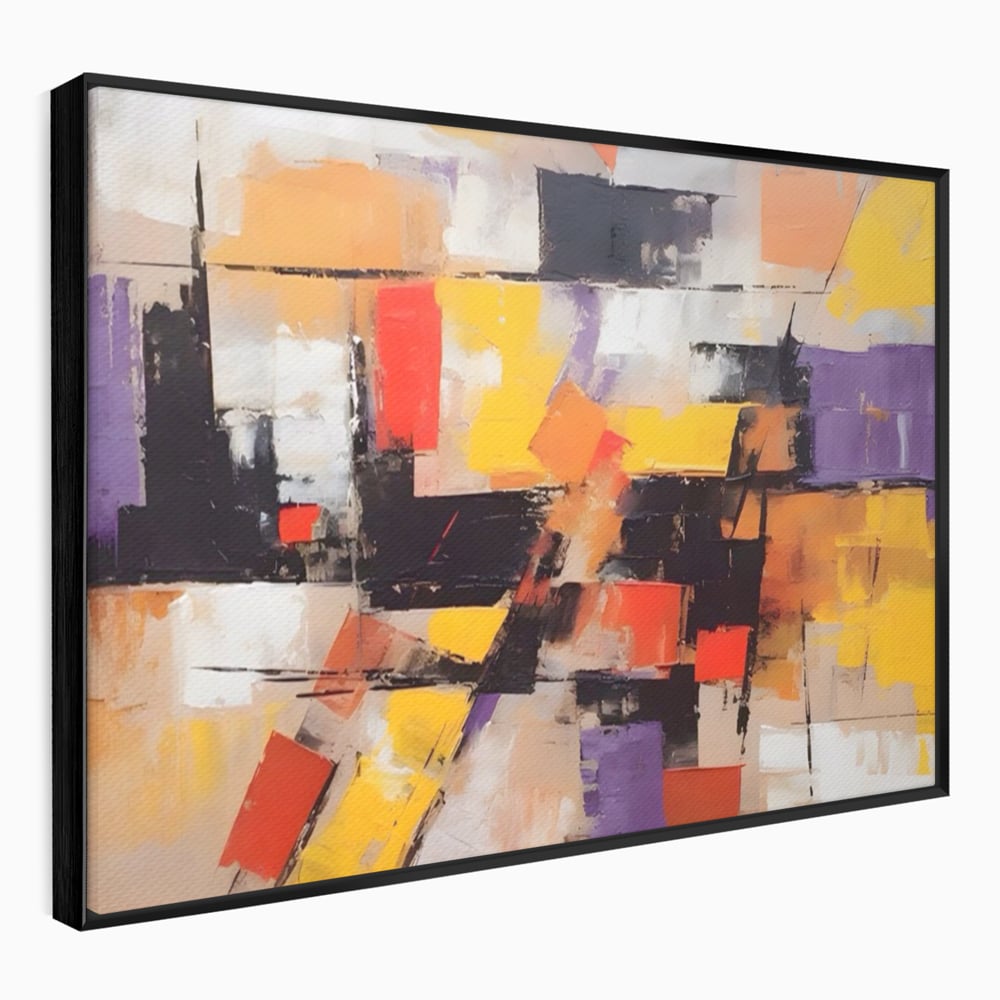 Tablou Canvas Premium LuxCanva® A1593, Contrast Violet , Living, Mov, Galben, Abstract, Decorativ, Dormtior, Culori Vibrante