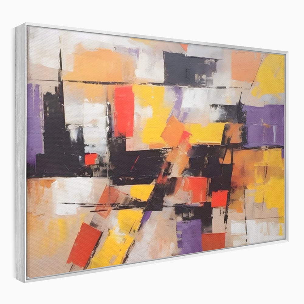 Tablou Canvas Premium LuxCanva® A1593, Contrast Violet , Living, Mov, Galben, Abstract, Decorativ, Dormtior, Culori Vibrante