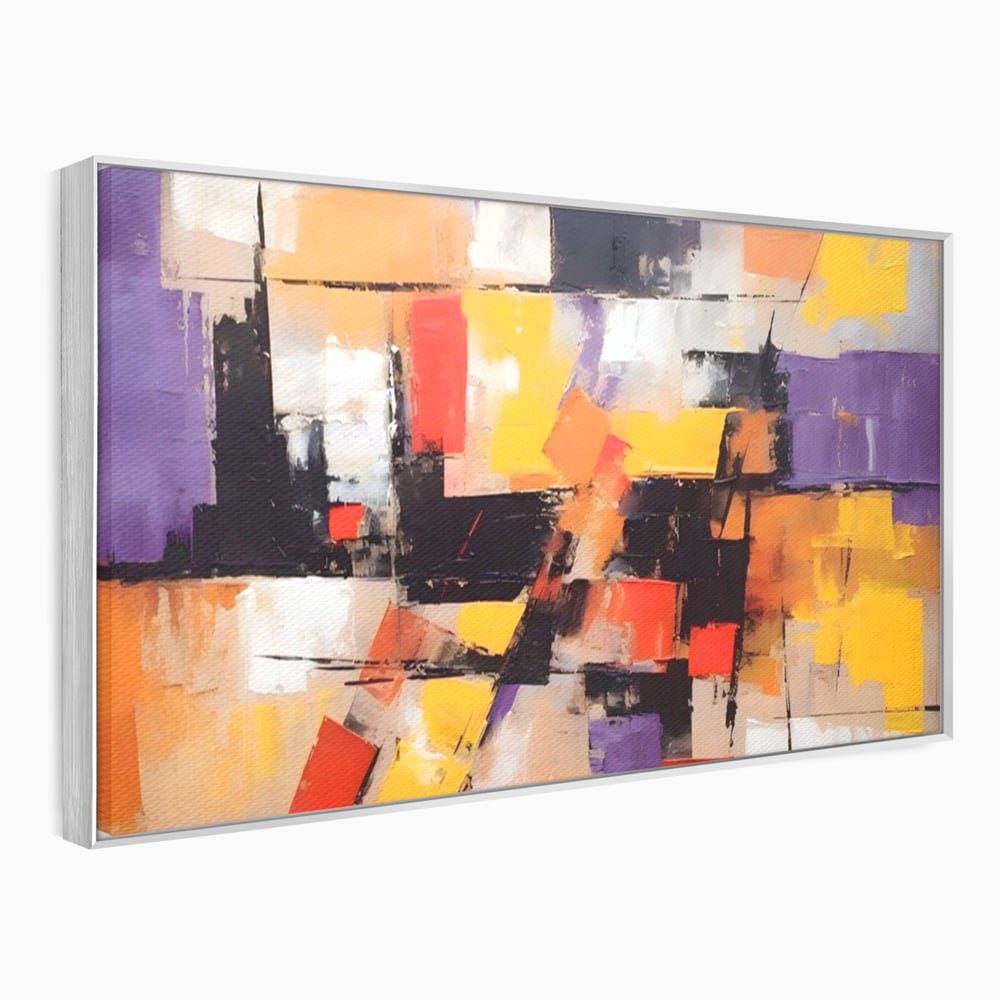 Tablou Canvas Premium LuxCanva® A1593, Contrast Violet , Living, Mov, Galben, Abstract, Decorativ, Dormtior, Culori Vibrante