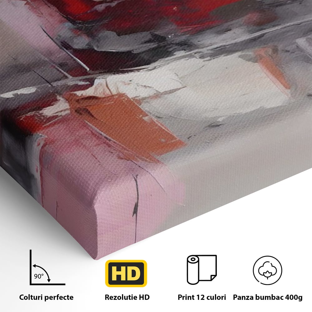 Tablou Canvas Premium LuxCanva® A1595, Transformare Graduala , Dormitor, Simfonie, Rosu, Contrast, Decorativ, Culori Vibrante