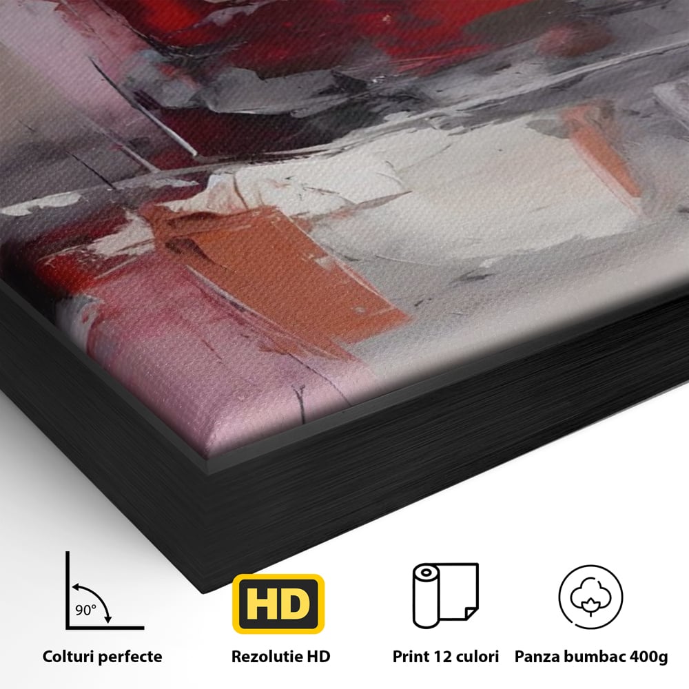 Tablou Canvas Premium LuxCanva® A1595, Transformare Graduala , Dormitor, Simfonie, Rosu, Contrast, Decorativ, Culori Vibrante