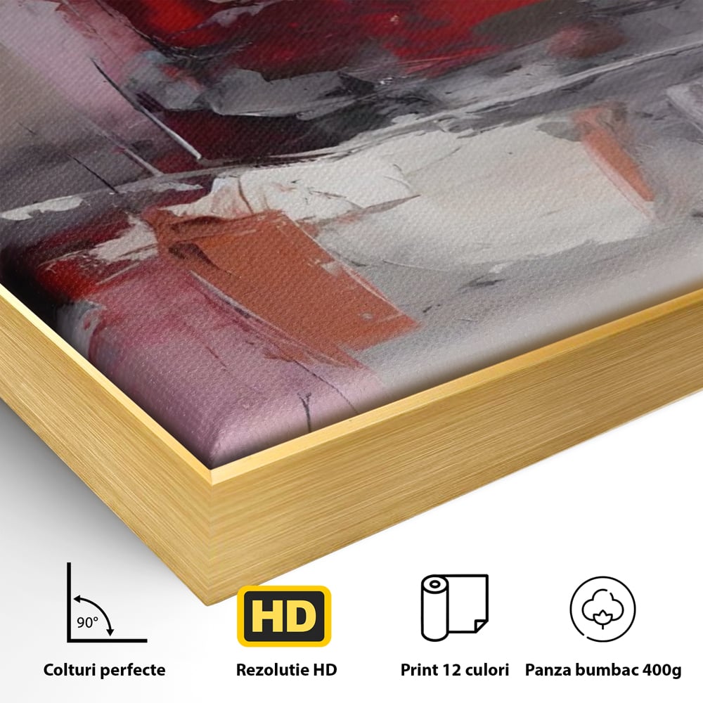 Tablou Canvas Premium LuxCanva® A1595, Transformare Graduala , Dormitor, Simfonie, Rosu, Contrast, Decorativ, Culori Vibrante
