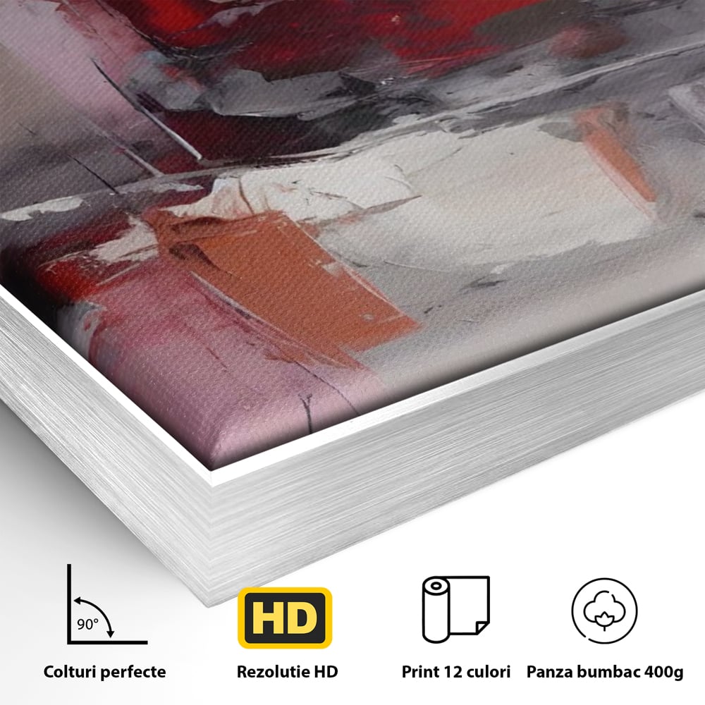 Tablou Canvas Premium LuxCanva® A1595, Transformare Graduala , Dormitor, Simfonie, Rosu, Contrast, Decorativ, Culori Vibrante