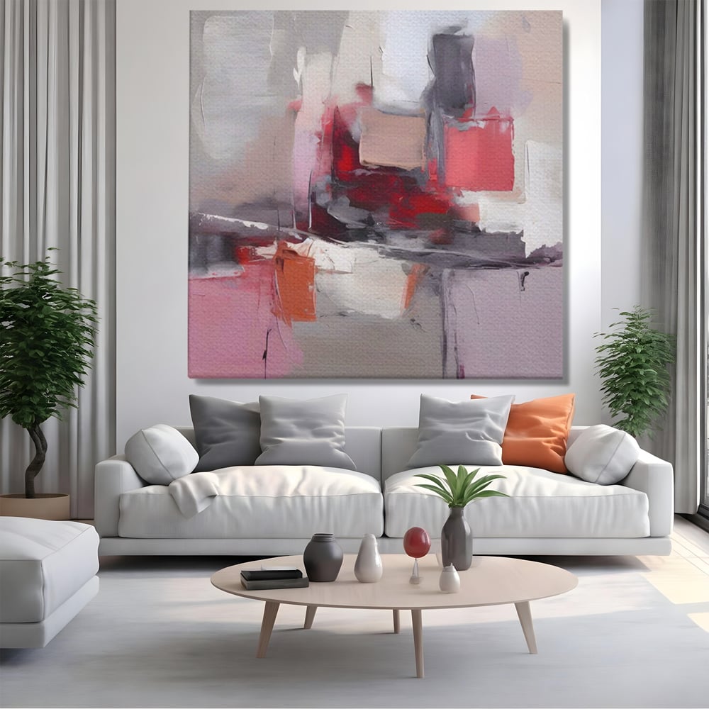 Tablou Canvas Premium LuxCanva® A1595, Transformare Graduala , Dormitor, Simfonie, Rosu, Contrast, Decorativ, Culori Vibrante