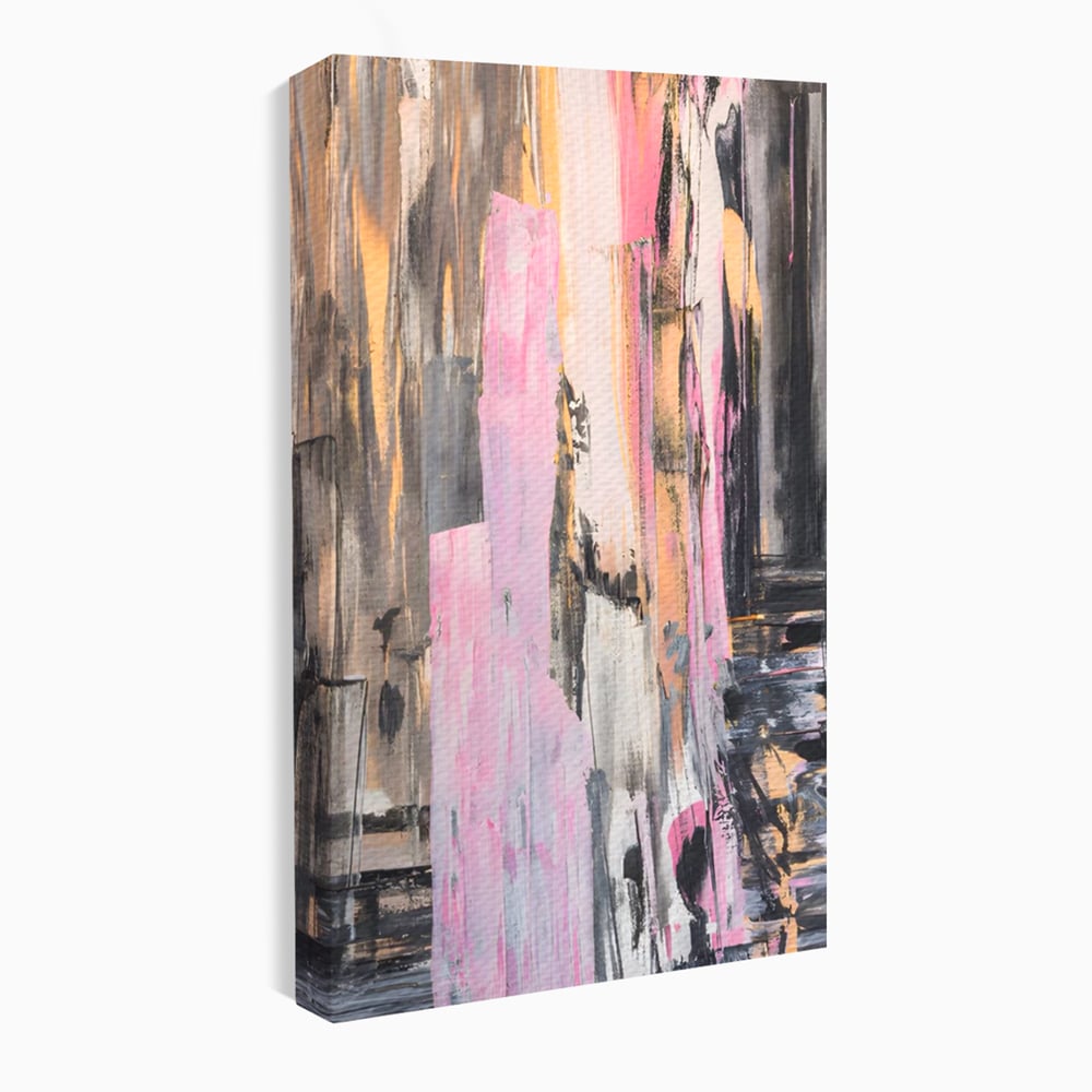 Tablou Canvas Premium LuxCanva® A1596, Roz Liniar , Dormitor, Simfonie, Contrast, Living, Decorativ, Culori Vibrante