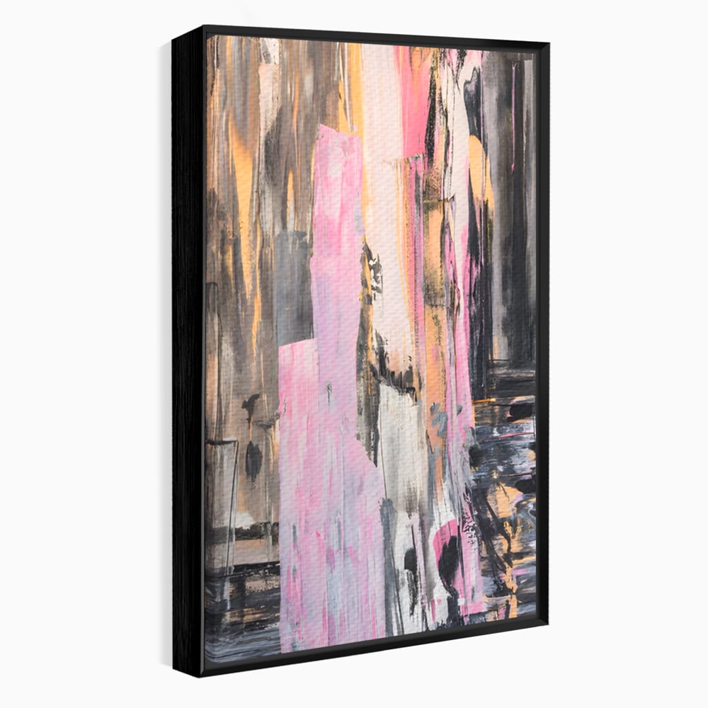 Tablou Canvas Premium LuxCanva® A1596, Roz Liniar , Dormitor, Simfonie, Contrast, Living, Decorativ, Culori Vibrante