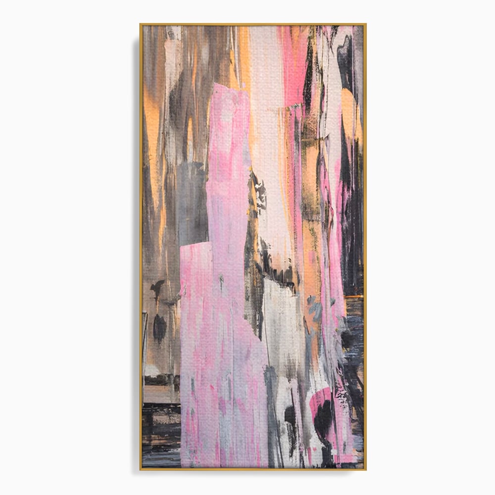 Tablou Canvas Premium LuxCanva® A1596, Roz Liniar , Dormitor, Simfonie, Contrast, Living, Decorativ, Culori Vibrante
