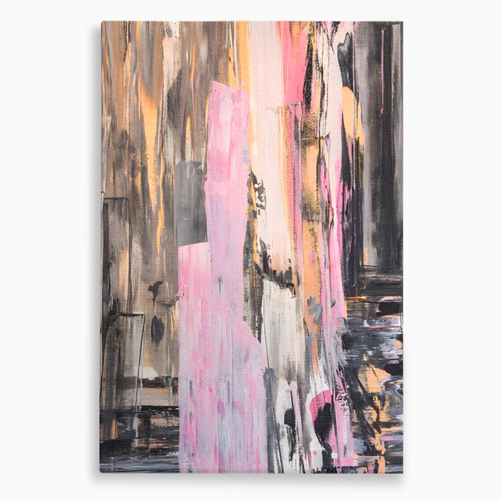 Tablou Canvas Premium LuxCanva® A1596, Roz Liniar , Dormitor, Simfonie, Contrast, Living, Decorativ, Culori Vibrante